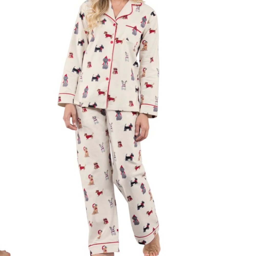 NWT Pajamagram Christmas Dogs flannel pajamas set Sz XL Petite